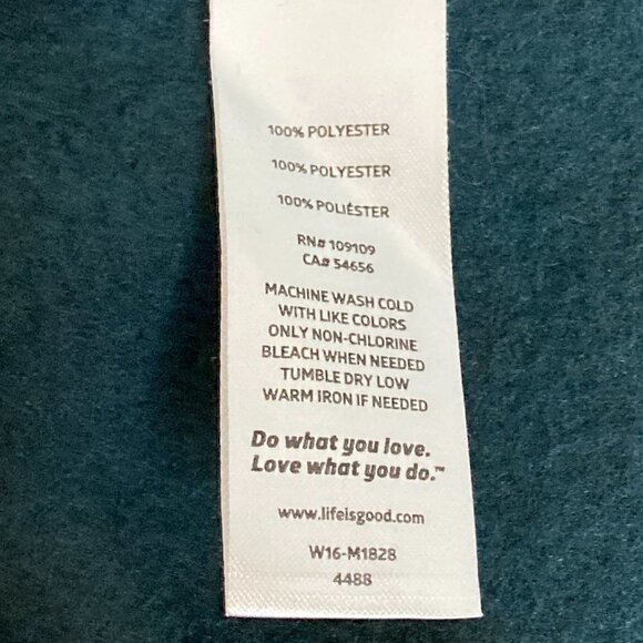 Life is Good Forest Green Relaxed Fit 1/4 Zip Fleece Sweater Jacket Size Large - Picture 7 of 8